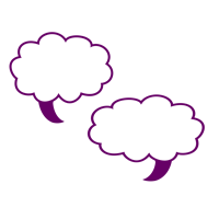 Diese Abbildung zeigt 2 Sprechblasen als Symbolisierung für das Miteinander im Gespräch